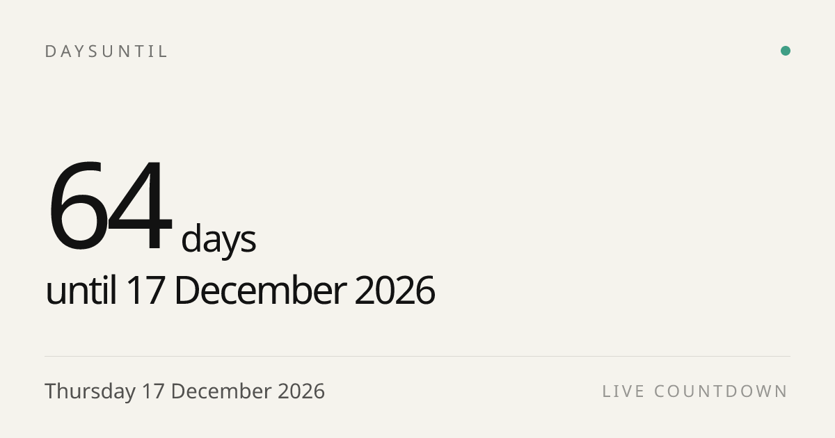 How Many Days Until December 17, 2026? | Live Countdown